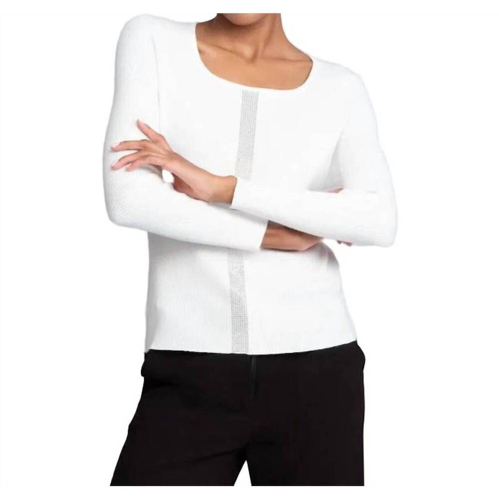 NEW ALISON SHERI scoop neck ribbed sweater in off white
